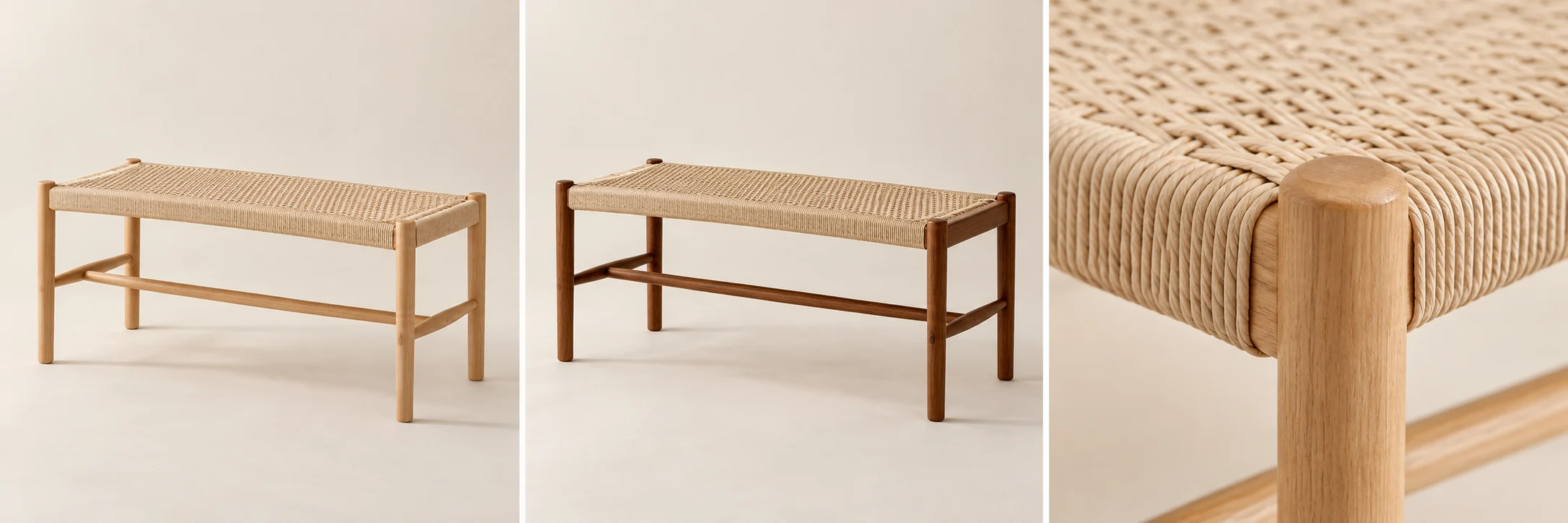 Reed Woven Bench — Natural