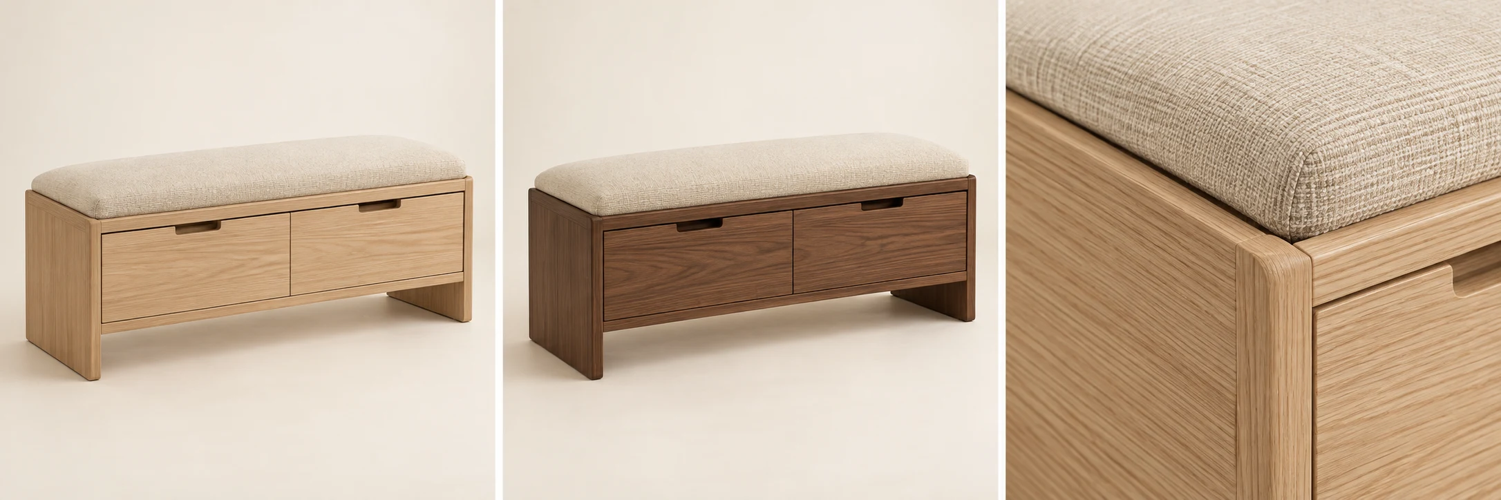 Atelier Drawer Bench — Light Oak