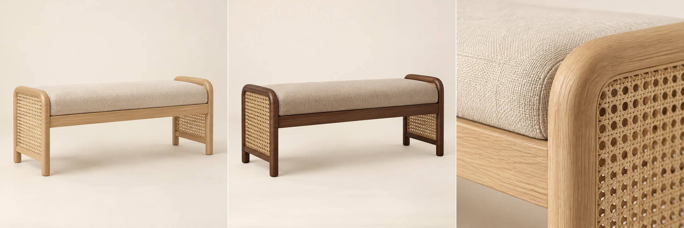 Maison Woven Bench — Natural & Oat