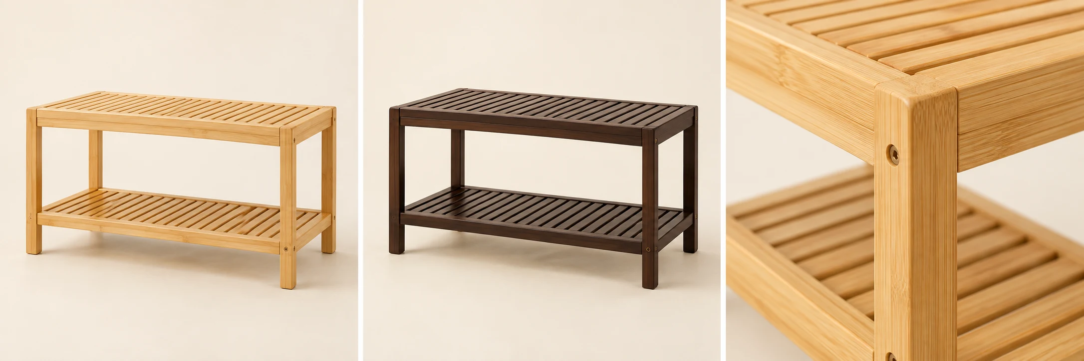 Line Bamboo Shoe Bench — Natural